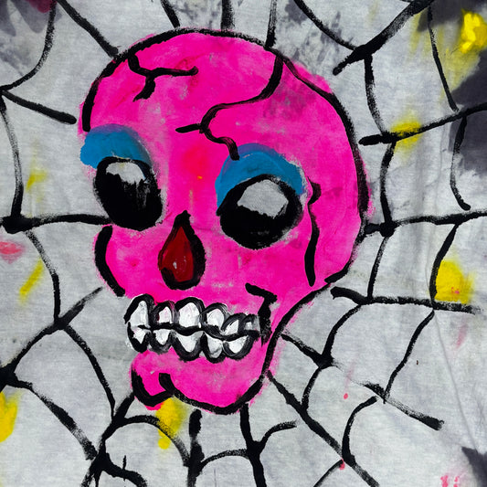 PINK SKULL WITH SPIDERWEB